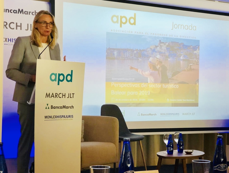 La presidenta de la FEHM ha participado esta mañana en la Jornada de APD “Perspectivas del sector turístico balear para 2019”