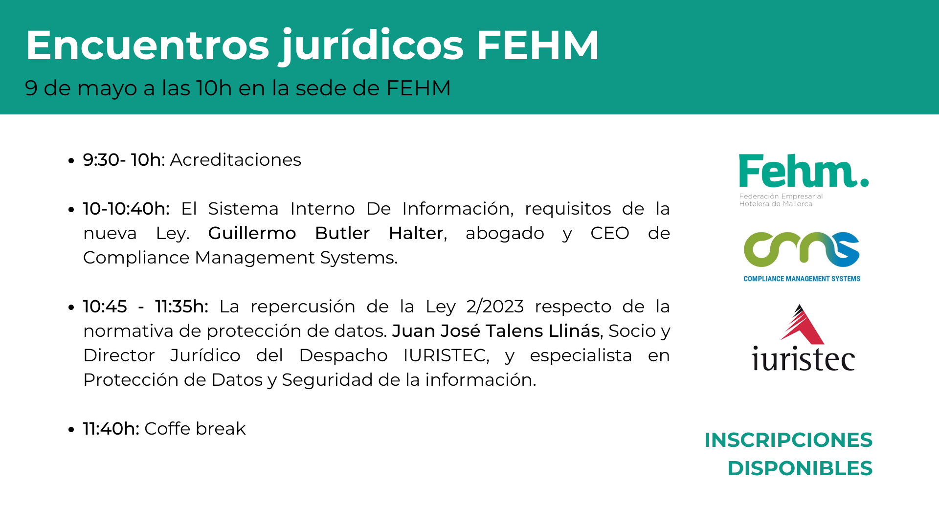 Comienzan los Encuentros Jurídicos de FEHM el 9 de mayo